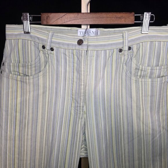 Vintage TEHAMA NANCY HALEY Striped Capri Pants 14 - Picture 2 of 13